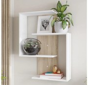 Etajeră de perete MORIKO 85x65 cm alb/stejar sonoma