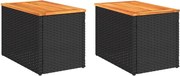 vidaXL Mese laterale de grădină 2 buc. negru 55x34x37cm lemn/poliratan