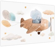Tablou - Acuarelă elefant într-un avion (90x60 cm)