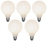 Set de 5 becuri LED reglabile cu 3 trepte E27 G95 mat 5W 550lm 3000K