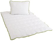 Plapuma matlasata pentru tot anul 140x200 cm cu perna BELLA ALOE VERA 70x90 cm, alba