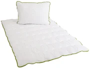 Plapuma matlasata pentru tot anul 140x200 cm cu perna BELLA ALOE VERA 70x90 cm, alba