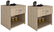 Set 2 Noptiere Remi, 1 Sertar, Stejar Sonoma, 40 x 35 x 40 cm