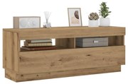vidaXL Dulap TV lumini LED stejar artizanal 100x35x40cm lemn prelucrat