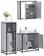 vidaXL Set mobilier de baie, 3 piese, gri sonoma, lemn prelucrat