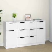 vidaXL Set servantă, 3 piese, alb, lemn prelucrat