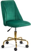 Scaun de birou pentru copii elegant verde cu baza aurie si catifea OFF 642