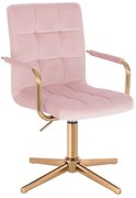 HC1015PCROSS Scaun Roz Catifea cu Bază Aurie