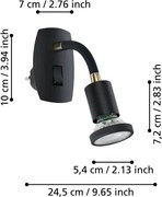 Eglo PARRINI 300912 - Lampă LED pentru priză, 1x GU10/4,5W/230V, neagră