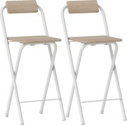 HOMCOM Set 2 Scaune de Bucătărie Pliabile cu Suport pentru Picioare din MDF și Oțel Negru | Aosom Romania