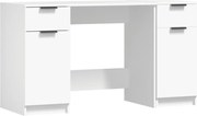 vidaXL Birou cu dulap lateral, alb, lemn prelucrat