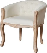 Fotoliu shabby chic crem din bumbac cu structură din lemn de cauciuc, „Valbonne”