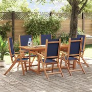 vidaXL Set mobilier de grădină, 7 piese, lemn masiv acacia/textilenă