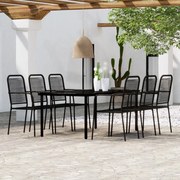 vidaXL Set de mobilier pentru grădină, 7 piese, negru