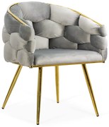 Scaun living gri deschis din catifea cu cadru metalic BUC 251