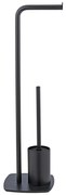 Perie toaleta cu suport hartie igienica, negru, IRIA, WENKO