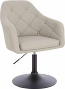 HR831N Scaun Ecru Piele Ecologica Premium Soft cu Bază Neagră