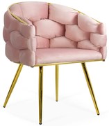 Scaun living roz din catifea cu aspect modern BUC 251