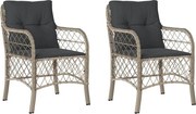 vidaXL Fotolii de grădină cu perne, 2 buc., gri deschis, poliratan