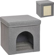 PawHut Căsuță Pliabilă pentru Pisici în Formă de Cub cu Pernă și Tăviță de Zgâriat, 36.5x36.5x36.5 cm, Gri | Aosom Romania