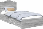 vidaXL Cadru de pat cu headboard Gri Sonoma 90 x 190 cm Lemn compozit