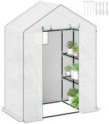 Outsunny Seră de grădină cu 1 ușă 1 fereastră rafturi 3 niveluri pentru Legume Plante Flori Pânză PE 143 x 74 x 190 cm alb | Aosom Romania