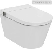 Set vas WC suspendat Ideal Standard i.life E RimLS cu functie de bideu electric si capac softclose alb lucios