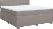 vidaXL Pat box spring cu saltea, gri taupe, 200x200 cm, textil