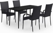 vidaXL Set de servit masa pentru grădină, 5 piese, negru