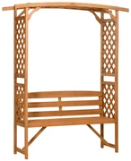 Outsunny Bancă de Grădină din Lemn de Brad cu Arc Decorativ pentru Plante și Ghiveci, 160x50x198 cm, Maro | Aosom Romania