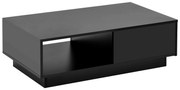 Măsuță de cafea modernă din lac lăcuit lucios cu lumină LED, 95×55×32 cm, Negru