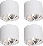 Set de 4 spoturi moderne de plafon albe rotative și înclinabile AR111 - Rondoo Up