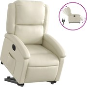 vidaXL Fotoliu rabatabil electric cu ridicare, crem, piele ecologică