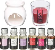 Set suport, lumânare + uleiuri parfumate, 8 elemente