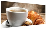 Tablou cu ceașca de cafea cu croissant (120x50 cm), în 40 de alte dimensiuni noi