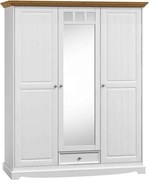 Dulap lemn masiv alb-natur Linea, 156 × 65 × 190 cm