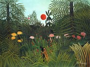 Reproducere Setting Sun in the Virgin Forest, Henri Rousseau