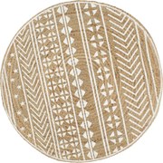 vidaXL Covor manual cu imprimeu alb, 120 cm, iută