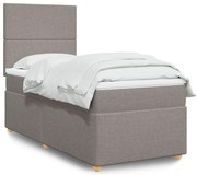 vidaXL Pat box spring cu saltea, gri taupe, 90x200 cm, textil