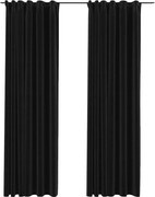 vidaXL Draperii opace aspect in, cârlige, 2 buc., antracit, 140x245 cm