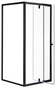 Flexi falsíkra szerelhető szögletes zuhanykabin 80x80 cm zuhanytálca nélkül fekete
