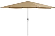 vidaXL Umbrelă de soare de grădină, stâlp metalic, taupe, 390 cm