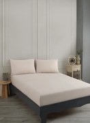 Set de pat dublu (cearceaf cu elastic si perne) 3 piese, Road Potlu - Beige, EnLora Home, Bumbac;Poliester
