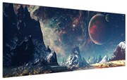 Tablou cu peisaj montan cu planete (120x50 cm), în 40 de alte dimensiuni noi