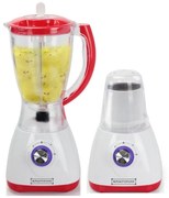 Blender cu râșniță Royalty Line RL-SM-400P.2L, 500W, 1,5 litri, 2 viteze + Pulse, Zdrobitor de gheață, Roșu/alb