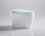 Smart WC 859 – Vas de Toaletă Inteligent cu Bideu, Sterilizare UV, Deschidere/Închidere automată, Senzor picior, Control inteligent al Temperaturii, Uscare aer cald, Iluminare de noapte, Afișaj LED, Telecomandă, Ceramică, Alb