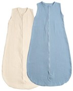 Set 2 saci de dormit de vara pentru copii din muselina dubla 18-36 luni Kidizi jeans-ivory, bumbac 100%, 0.3 tog