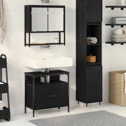 vidaXL Set de mobilier pentru baie cu ușă 2 pcs Negru 60 x 30 x 60 cm