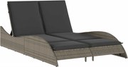 vidaXL Șezlong cu perne, gri, 114x205x73 cm, poliratan