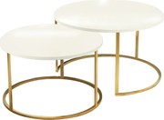 Set 2 Masuta Cafea Solitas Finisaj Bej, Picioare Aurii